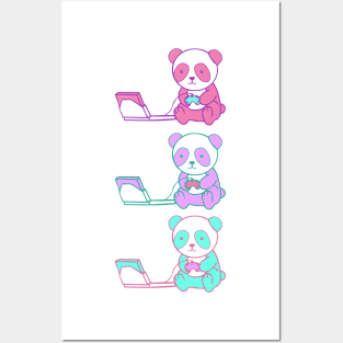 Gaming Panda Tricolor Posters and Art